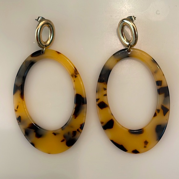 Gorgeous Kate Spade New York Tortoise Shell Oval Earrings with Gold Accent - Picture 2 of 2